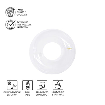 FUNBOY Giant Clear Inflatable Ring Tube Float - 48" Oversized Design with Cup Holder, Transparent Plastic, Perfect for Pool Fun