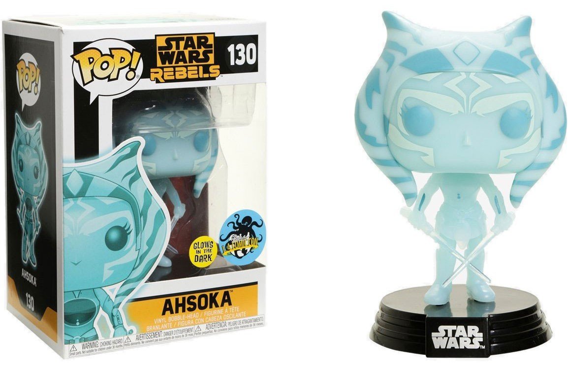 Funko Pop! Star Wars Rebels #130 Glow in The Dark Ahsoka - Medium Vinyl Figure, Blue - 2017 Comikaze Exclusive
