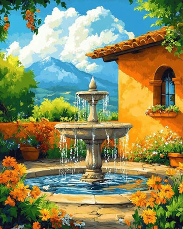 Tulip N Turtle Courtyard Diy Acrylic Paint By Number Kit For Adults Beginner Canvas Painting By Number Acrylic Painting. Wall De