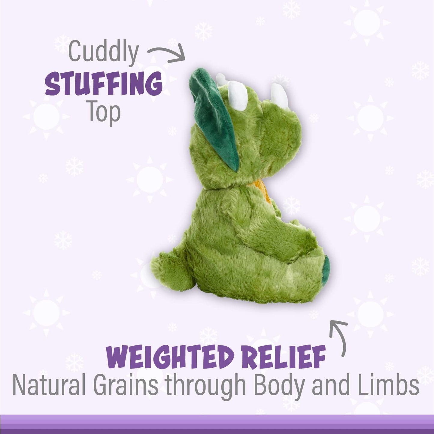 Warm Pals - Dino Dinosaur - 1.5Lbs - Cozy Microwavable Lavender Scented Plush Toys - Heated Stuffed Animal - Heatable Coolable Bedtime Comfort Plushie