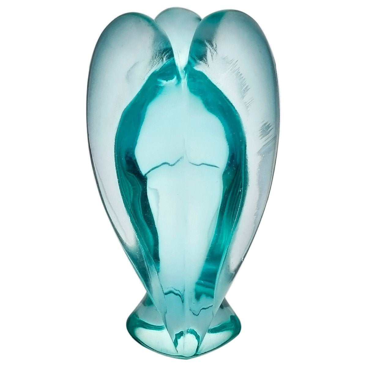 Rockcloud Healing Crystal Gemstone Carved Pocket Crystal Guardian Angel Figurines 3 Inch, Sea Blue Obsidian