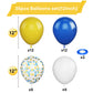 Yellow Blue Balloons, 12 Inches Blue Yellow White Balloons With Confetti Balloons Dark Blue Latex Balloon Helium For Kids Birthd