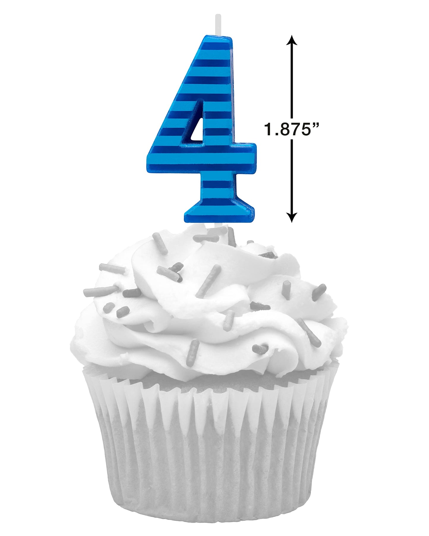 Papyrus Number 4 Birthday Candle, Blue Stripes (1-Count)