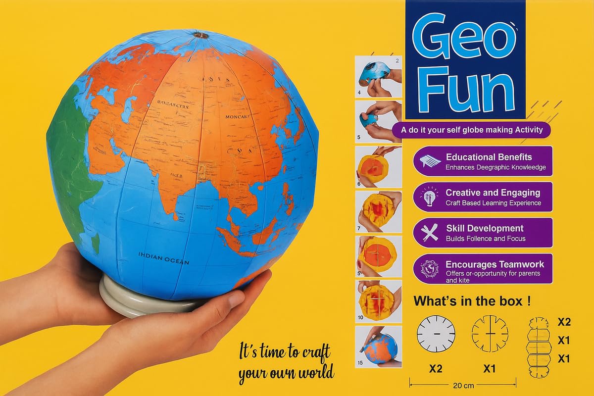 Uniq Diy Globe Making Kit For Kids | 3D Puzzle Geography Learning Toy | Stem Educational Craft Game | Build Your Own World Map G