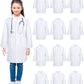 Seajan 12 Pcs Unisex Kids Lab Coat Bulk Soft Kids Scrubs White Doctor Coat Scientist Halloween Costume For Boys And Girls (M Siz