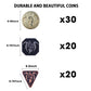 70Pcs Metal Dnd Coins & Pu Leather Bag, Contains 30 Gold, 20 Silver & 20 Copper Coins, Fantasy Board Game Tokens With Retro Leat