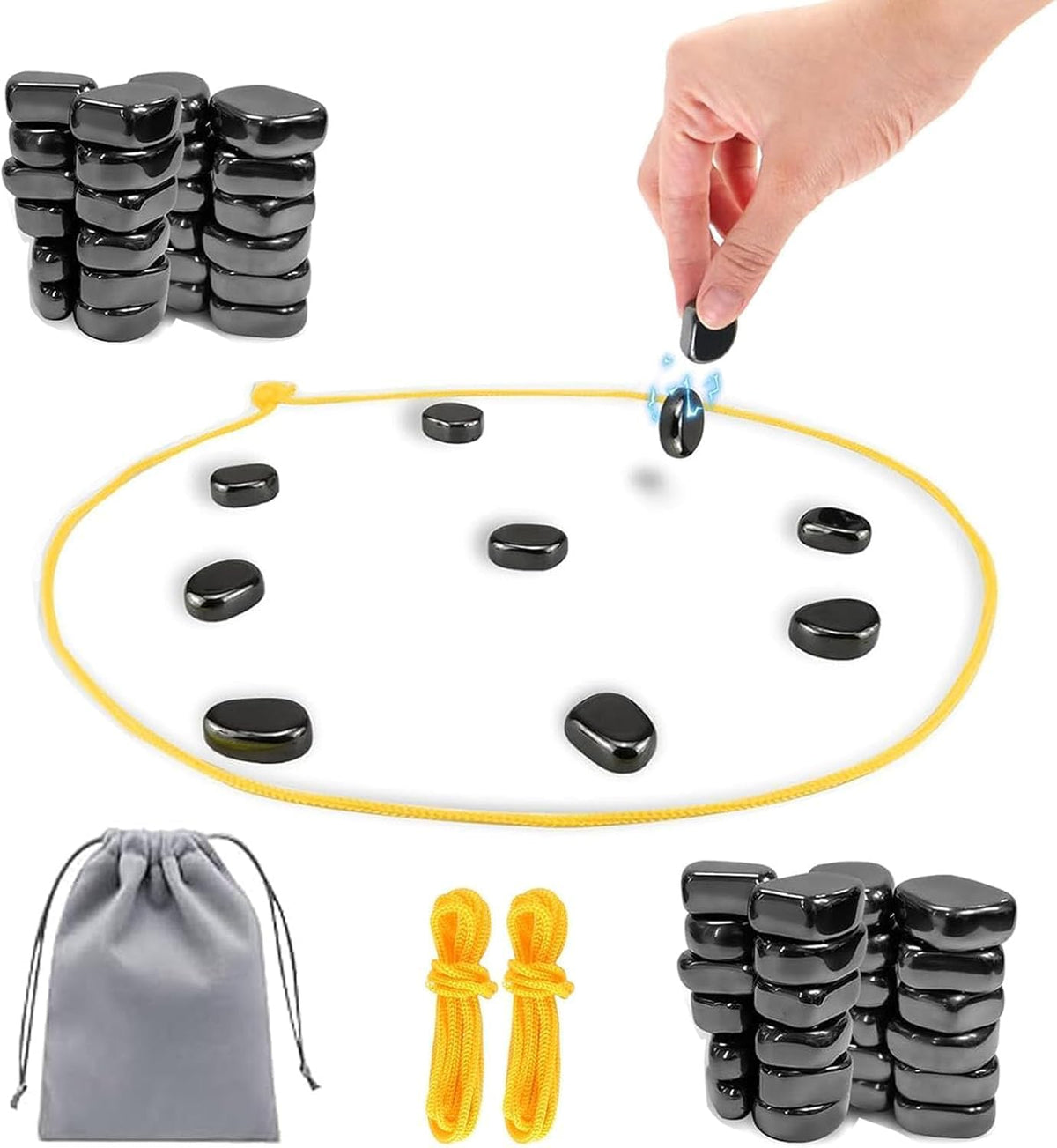 Magnetic Game Strategy Board | Portable Magnet Chess Puzzle with 24 Irregular Stones | Educational Travel Game for Kids Adults F