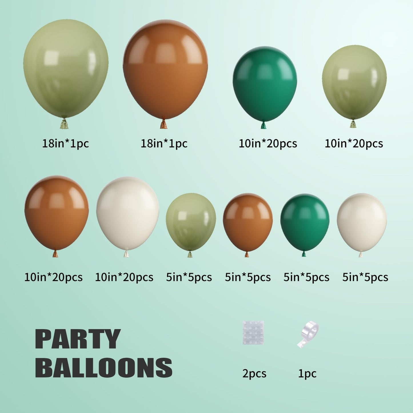 Safari Balloon Garland Kit, Green Brown Balloon Arch Kit With Sage Green And Brown Latex Balloons, Sage Green Balloon Garland Fo