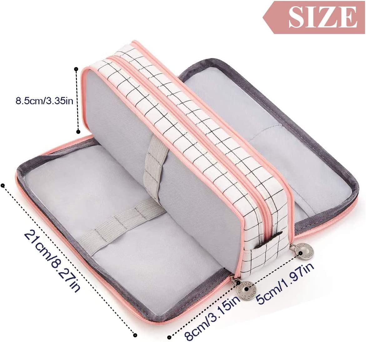 Finemoe Canvas Large Capacity Pencil Box For Girls&Boys,3 Compartments Pen&Pencil Pouches,Aesthetic Stationery Pouch For School