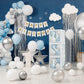 Baby Boy First Birthday Party Decorations 'One' Letters Individual Three White Transparent Square Boxes With 24 Balloons Decor F