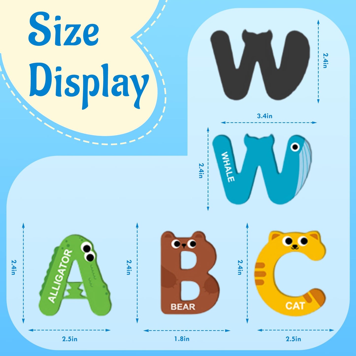 Magnetic Letters for Toddlers, 26PCS Cute Animal Alphabet Magnets Letters Learning Toys for Toddlers 3+ Uppercase ABC Magnets fo