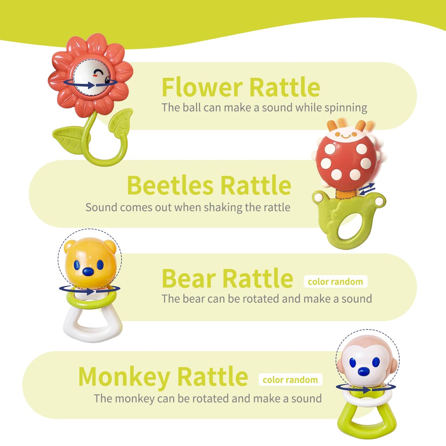 Cuterabit 12Pcs Baby Rattles Toys Set With Storage Case, Teething Toys For Babies, Newborn Christmas Gift For Baby Infant Boys And Girls 0 1 2 3 4 5 6 7 8 9 10 11 12 Months