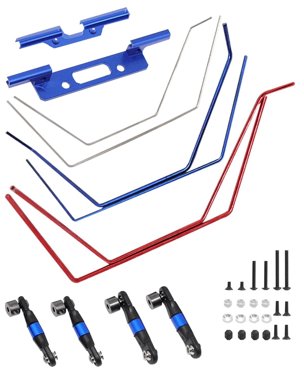 Rcarmumb Front and Rear Sway Bar Kit Upgrades Part for 1/10 Slash 2WD,Aluminum Front Rear Wide Sway Bar Kit RC Upgrades.