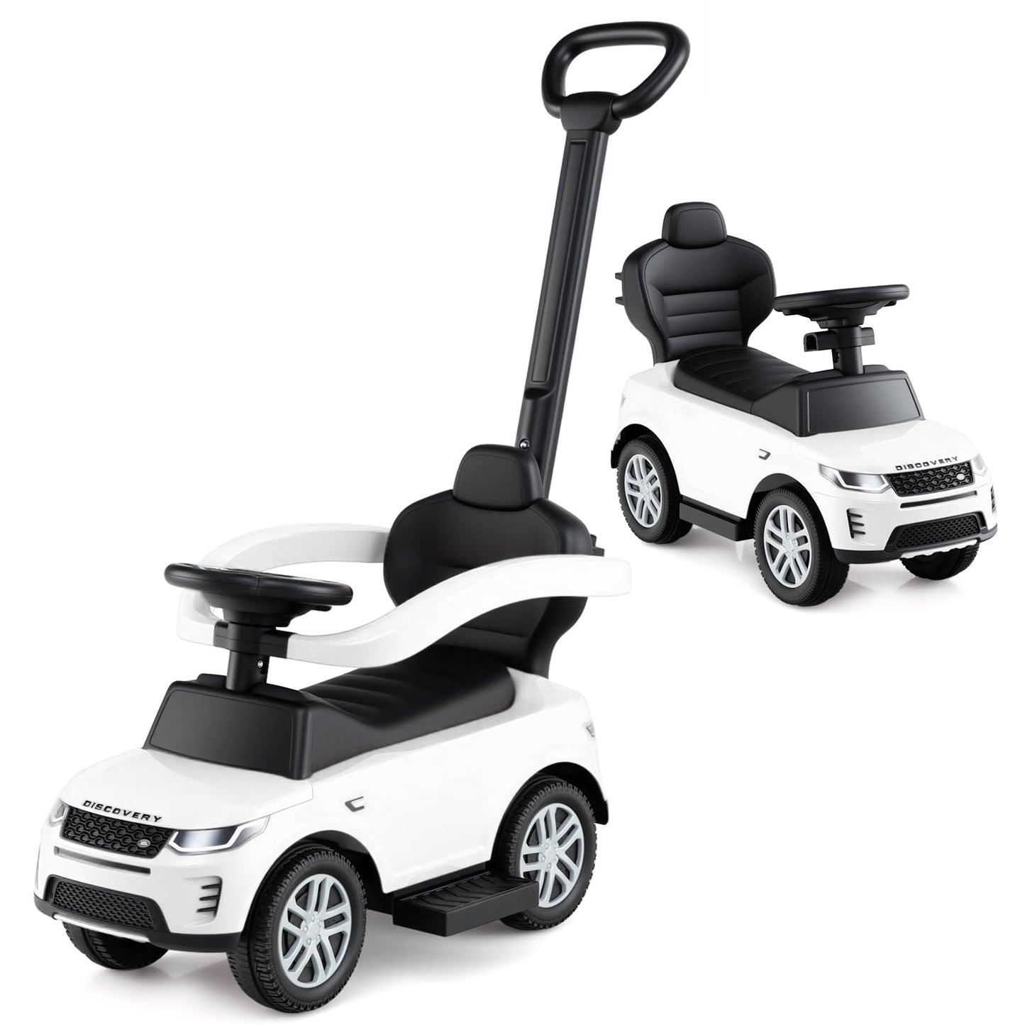 OLAKIDS Push Car for Toddlers  3 in 1 Licensed Landrover Baby Ride on Toy with Parent Control Handle Safe Guardrails  Kids Sliding Walker with Under Seat Storage Horn for Boys Girls (White)