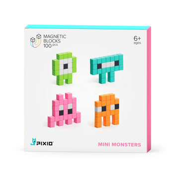 Pixio Mini Monsters - Tiny Magnetic Blocks Building Toy In The Pixel Art Style With Free App - 5/16' Plastic Cubes With 6 Magnets Inside - Open Ended Toy - Creativity Toy For Ages 6+