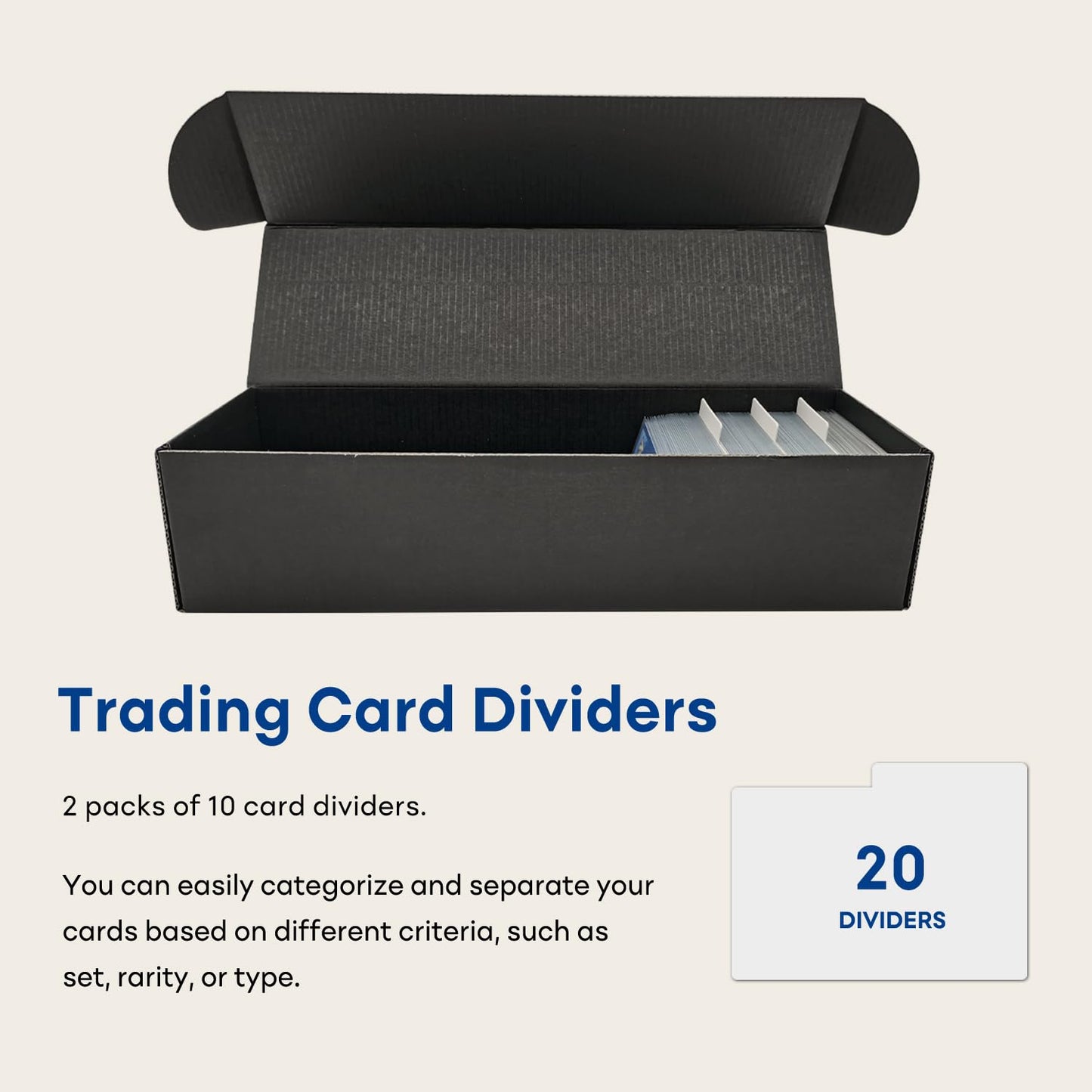 Fageverld Trading Card Storage Box, Cardboard Card Boxes With Dividers For Tcg/Mtg/Magic/Baseball/Sports Cards Collection, Black