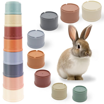 8 Pcs Stacking Cups For Rabbits Safe Plastic Rabbit Toys Of Different Sizes, Stackable Bunny Toys, Enrichment Toys For Small Ani