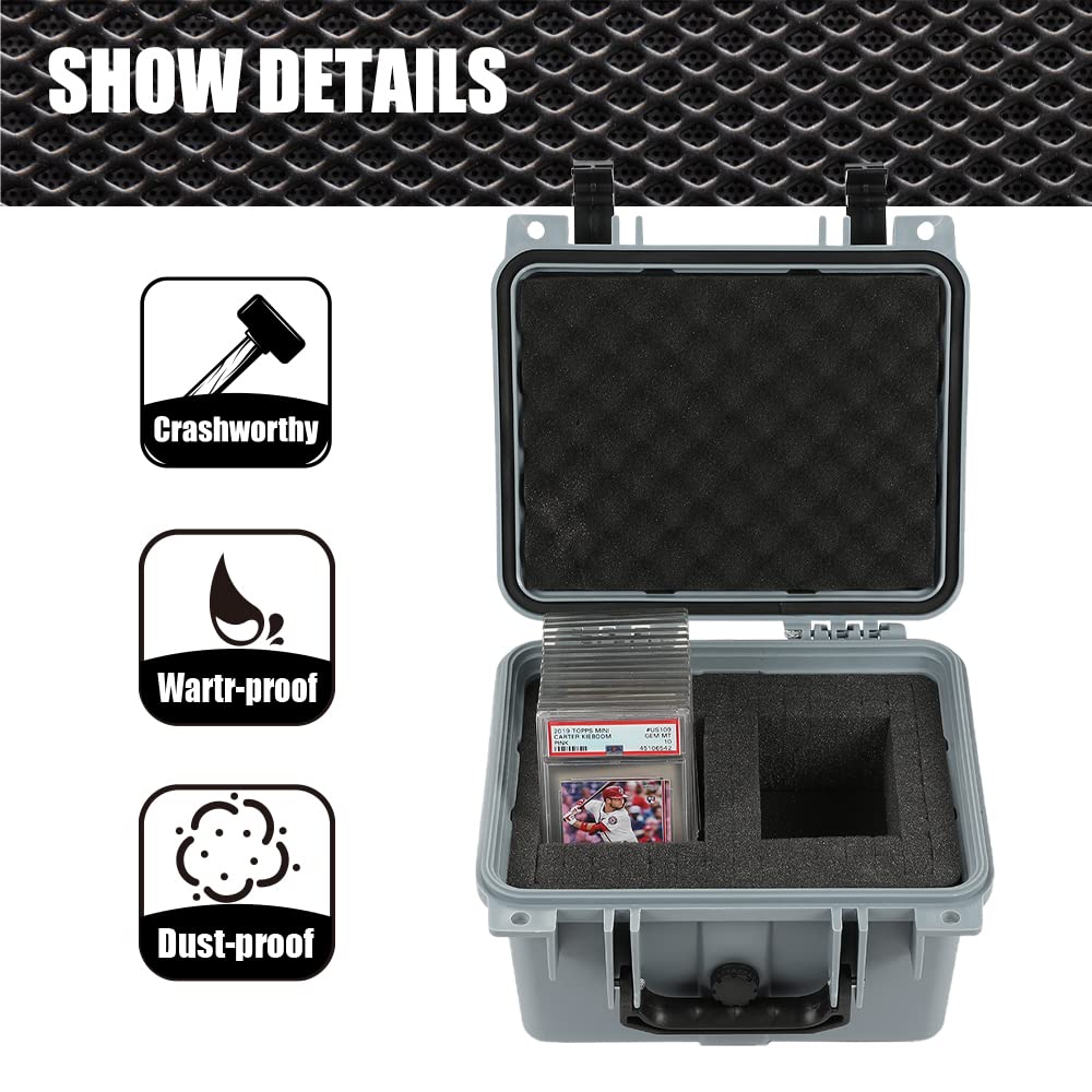 G-Plus Graded Card Storage Box Compatible With Bgs Psa Sgc Fgs Weatherproof Graded Sports Trading Cards(Small, Gray)