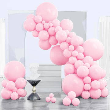 Partywoo Pastel Pink Balloons, 120 Pcs Baby Pink Balloons Different Sizes Pack Of 18 Inch 12 Inch 10 Inch 5 Inch For Pink Balloon Garland Or Arch As Birthday Decorations, Party Decorations, Pink-Q05