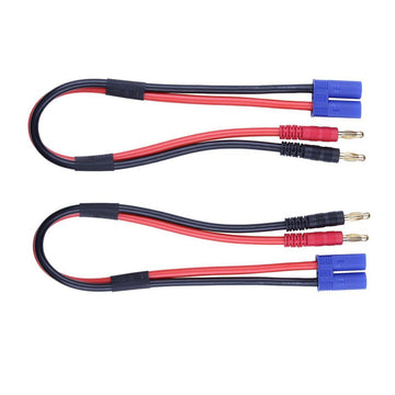 FLY RC 2pcs EC5 Male Connector to 4.0mm Banana Male Plug Lipo Battery Balance Charging Cable 30cm Silicone Wire Charger Cable Ad