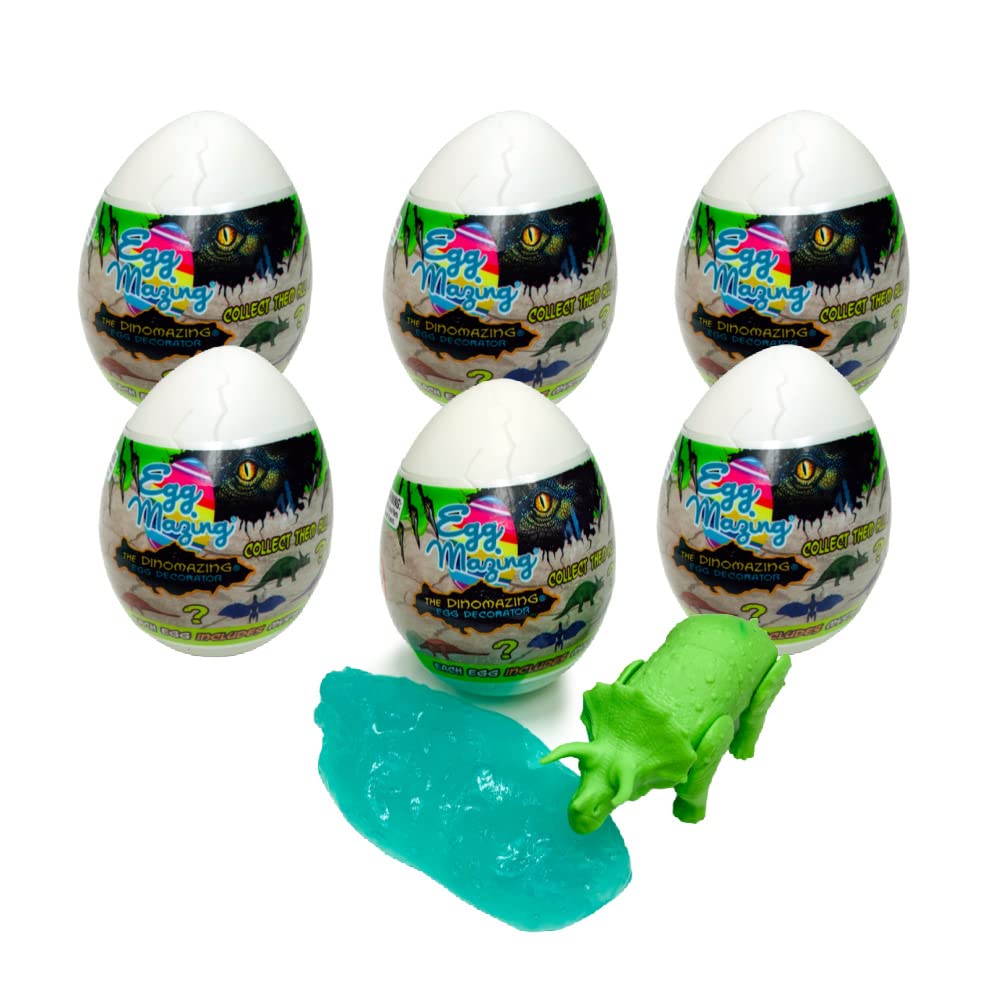 The Eggmazing Egg Decorator The DinoMazing Dinosaur Egg Refill - for The DinoMazing Egg Decorating Spinner by EggMazing - Egg with Mystery Dinosaur and Non-Toxic Slime - 6 Eggs