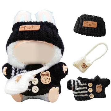 Cgq Labubu Fashion Ensemble,Clothes For Labubu ,3 Piece Sets Black Fashion Accessoriesfor Labubu Dolls Clothes.