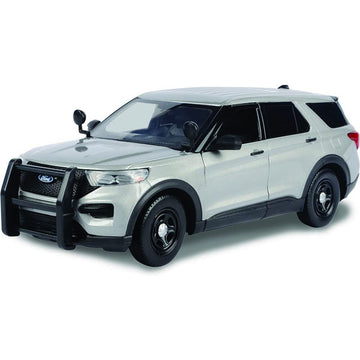 2022 Ford Police Interceptor Utility Unmarked Slick-Top Silver 1/24 Diecast Model Car By Motormax