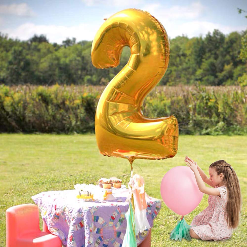 Toniful 40 Inch Gold Large Numbers Balloon 0-9 Birthday Party Decorations,Foil Mylar Big Number Balloon Digital 0 For Birthday P