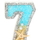 ElekFX 7th Birthday Candle for Cake, Beach Starfish Sequins Number Cake Candles, 2.76 inch Number 7 Happy Birthday Candle, Cake 