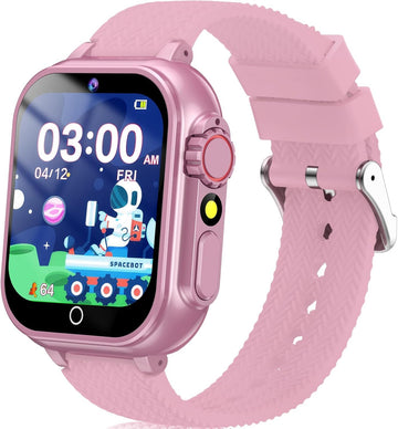 Wepfum Kids Smart Watch Gift For Girls Age 5-12, 32 Games Hd Touch Screen Watches With Video Camera Music Player Pedometer Flash