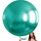 PartyWoo Metallic Green Balloons, 36 Inch Jumbo Rubber Balloons, 4 pcs Chrome Green for Birthday & Wedding Decorations