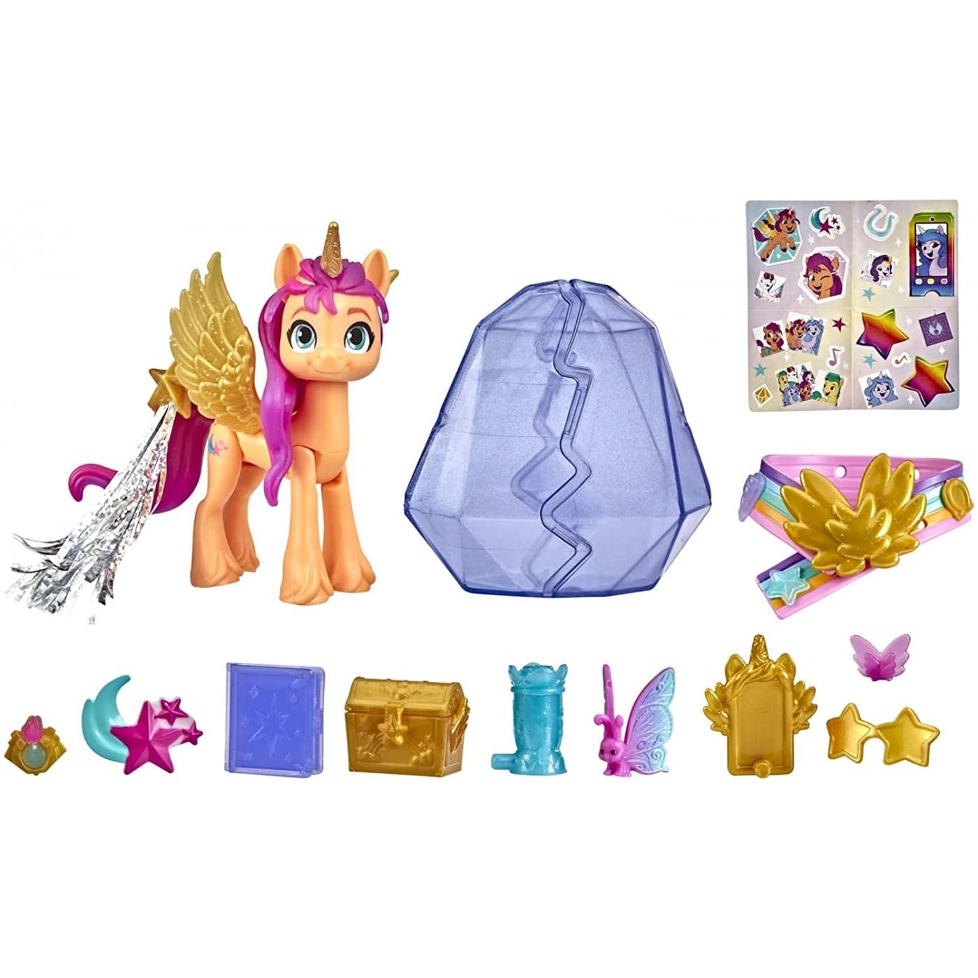 My Little Pony: A New Generation Movie Crystal Adventure Alicorn Sunny Starscout - 3-Inch Alicorn-Style Toy  Surprise Accessories  Bracelet