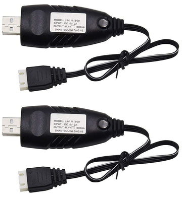 2 Pack 11.1V 1.5A Usb Charger Cable Suitable For Rc Car Boat Airplane Drone Airsoft 11.1V 3S 3 Cell Lipo Battery / 11.1V Usb New