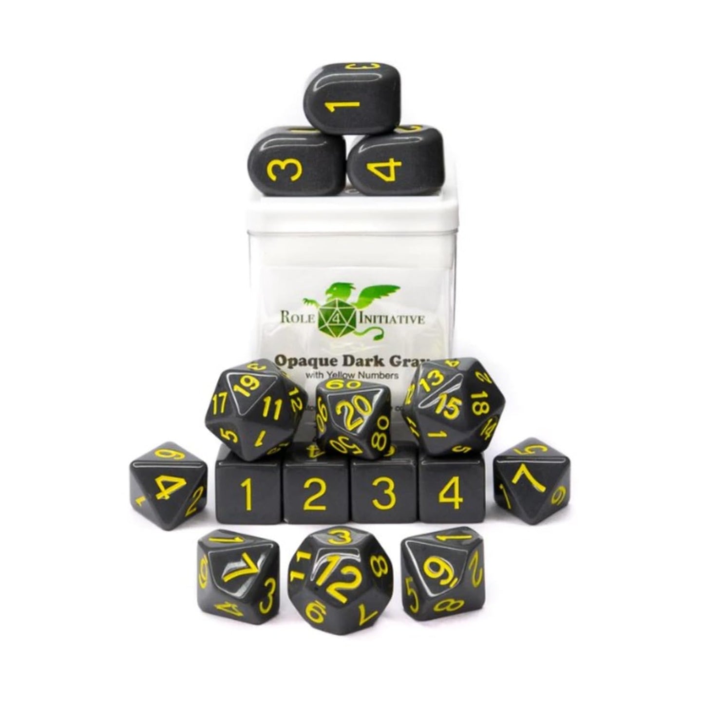 Role 4 Initiative Poly Set - Opaque Black W/Gold And Arch'D4 (15)