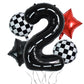Toniful 40 Inch Race Car 2Nd Birthday Balloons Racetrack Number 2 Black Balloons Wheel Tire Balloons Black White Checkered Ballo