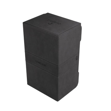 Gamegenic Stronghold 200+ Xl Convertible Deck Box | Double-Sleeved Card Storage | Card Game Protector With Accessories Drawer | Nexofyber Surface | Holds Up To 200 Cards | Black Color | Made