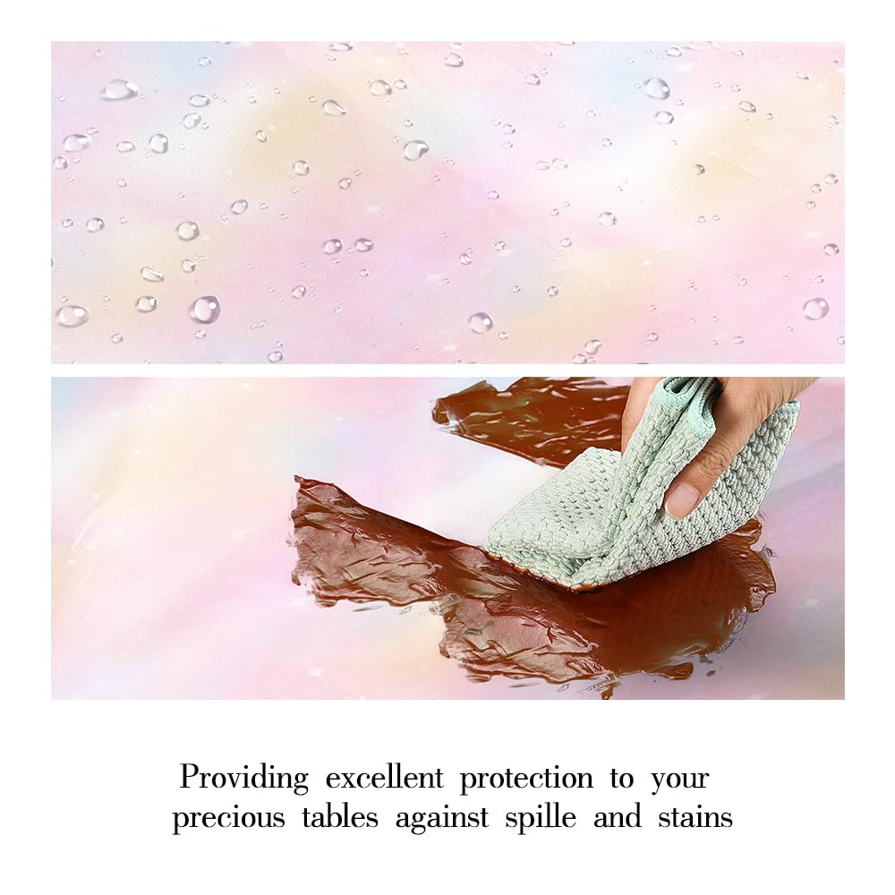 6 Pieces Pastel Rainbow Tablecloth, Plastic Disposable Rectangle Table Cloths for Parties, Pink Birthday Decorations Baby Shower