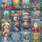 Stained Glass Christmas Puzzles for Adults 1000 Pieces,Christmas Jigsaw Puzzle Collection Features Santa Claus Dog Cat Snowman,