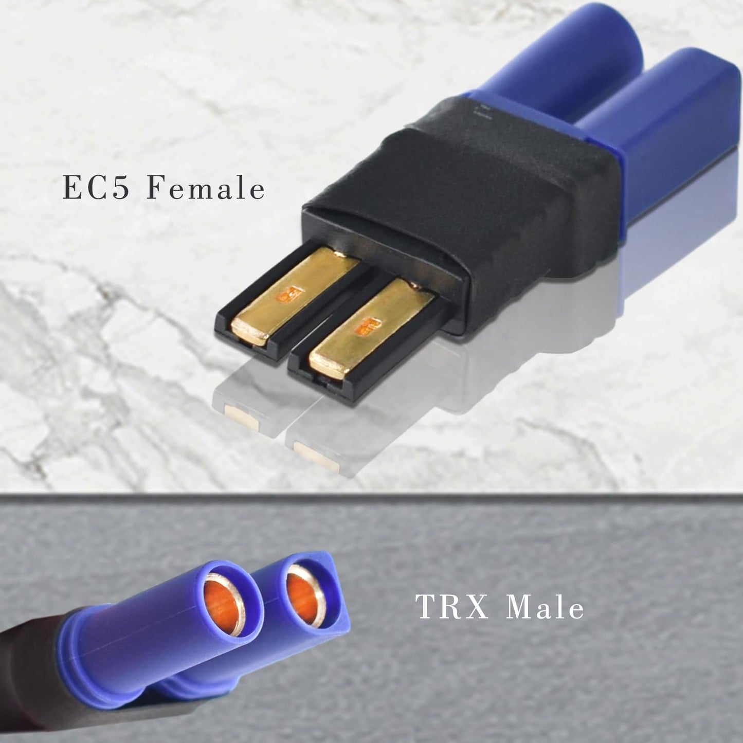 2 Pair RC LiPo Battery Connector Adapter Compatible with TRX/Traxxas Lipo Battery Plug to EC5 Male Female Connectors ESC Charger