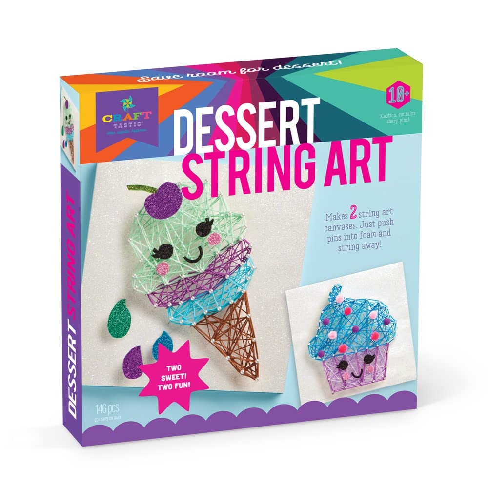 Craft-tastic - String Art Kit - Craft Kit Makes 2 Large String Art Canvases - Desserts Edition