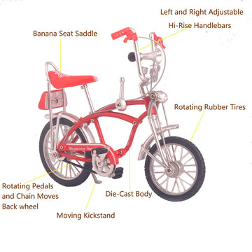 Ailejia Retro Bicycle Model Ornament For Kids Vintage Metal Desktop Mini Retro Style Alloy Classical Bike Toyvintage Metal Bicycle Ornaments Desktop Creative Iron Art Tabletop Toys Gifts (Schwin Red)