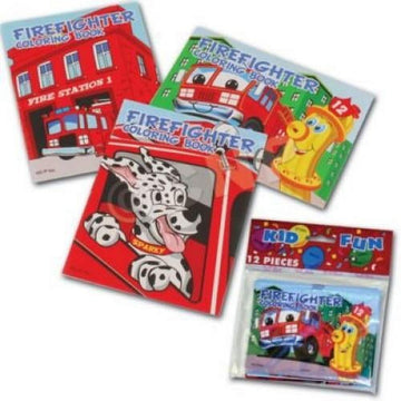 US Toy Assorted Fireman Fire Engine Mini Coloring Books (Lot of 12)