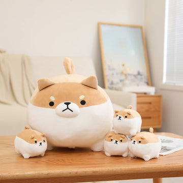 SQEQE Shiba Inu Plush Toy with 4 Baby Plushies, Soft Cotton Stuffed Animal Gift for Kids, Adorable Shiba Inu Design