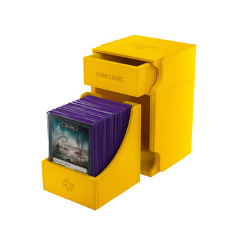 Gamegenic Watchtower 100+ Xl Convertible Deck Box - Double-Sleeved Card Storage, Card Game Protector, Nexofyber Surface, Holds Up To 100 Cards, Yellow Color, Made