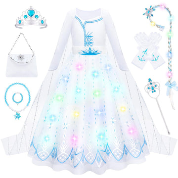 Meland Princess Dress Up For Girls - Light Up Princess Costume For Girls 3-10 Year Old, Gift For 3,4,5,6,7,8,9,10 Year Old(5-6 Years)