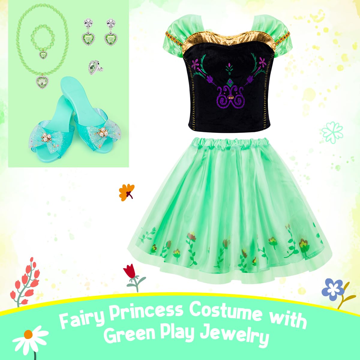 Meland Princess Dress Up - Dress Up Clothes For Girls With Princess Toys, Christmas Birthday Gift For Girls Age 3-8 Year Old