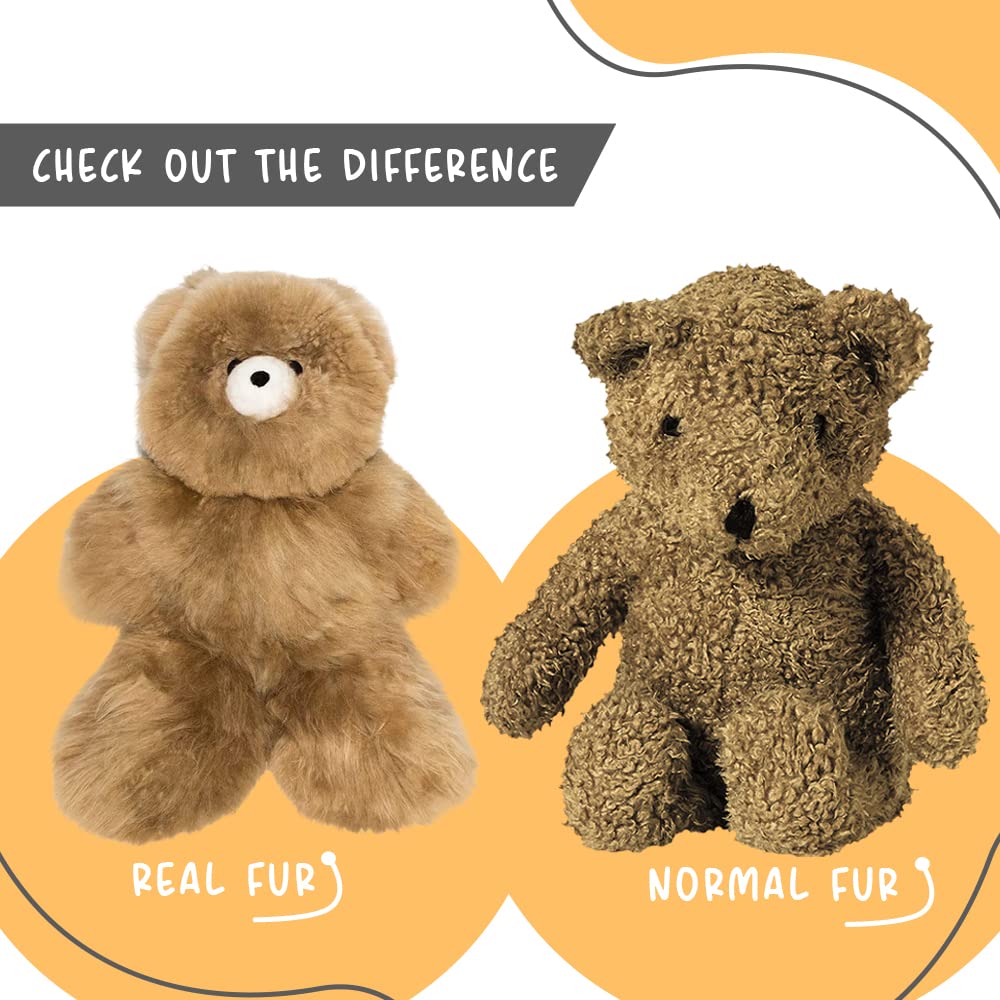 AlpacaNext Soft and Cuddly Baby Alpaca Teddy Bear - 9 inch. enhanced Alpaca Stuffed Animal Handmade on Genuine Alpaka Fur. Cute Bear (9 inches  Brown)
