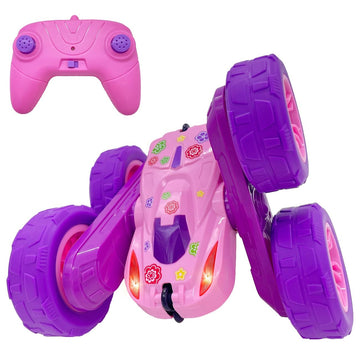 Threeking RC Stunt Car Remote Control Cars Toy with Lights Double-Sided Driving 360-degree Flips Rotating Cars Toys for Girls Bo