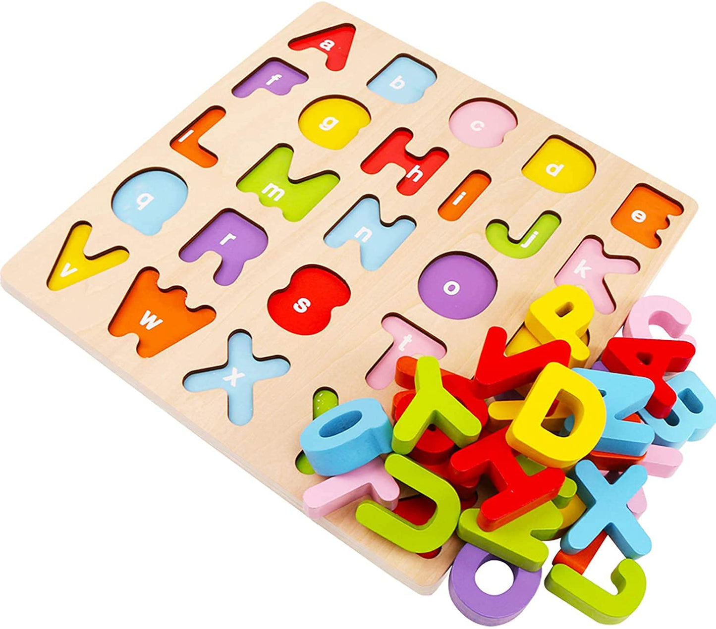 WOOD CITY Alphabet Puzzle - Educational ABC & Number Learning Toys for Toddlers, 2 Pack, Wooden, Ideal for Ages 1-3