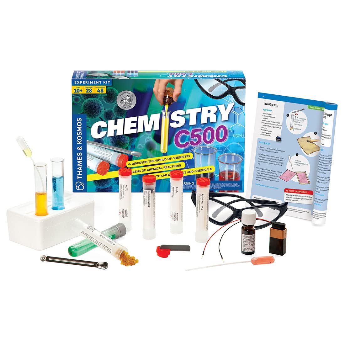 Thames & Kosmos Chemistry Chem C500 Science Kit with 28 Guided Experiments 48 Page Science Guide Parents Choice Silver Award Win